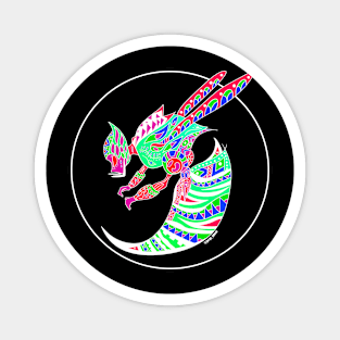 wonderfull killer bee in tribal of color rainbow neon ecopop art Magnet